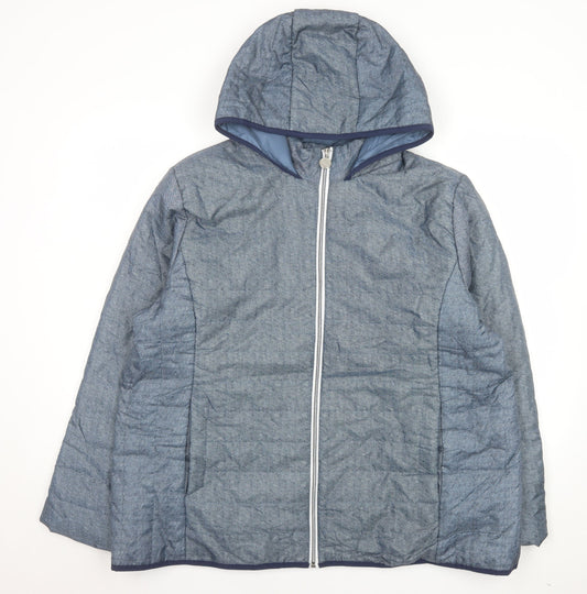 Nathalie Andersen Women's Blue Hooded Full Zip Puffer Jacket XL