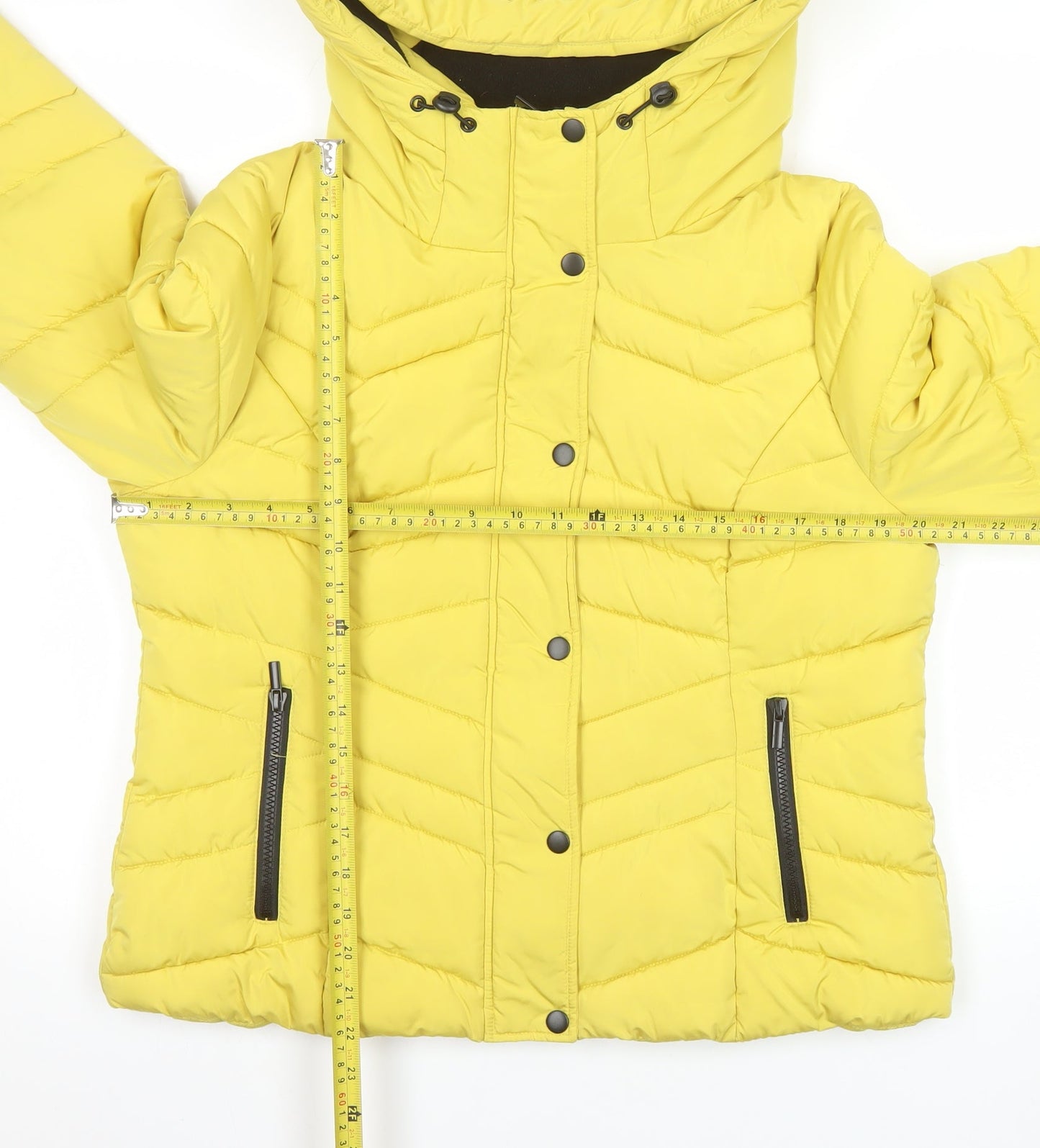 Primark Women's Yellow Puffer Jacket Hooded Size M 12/14