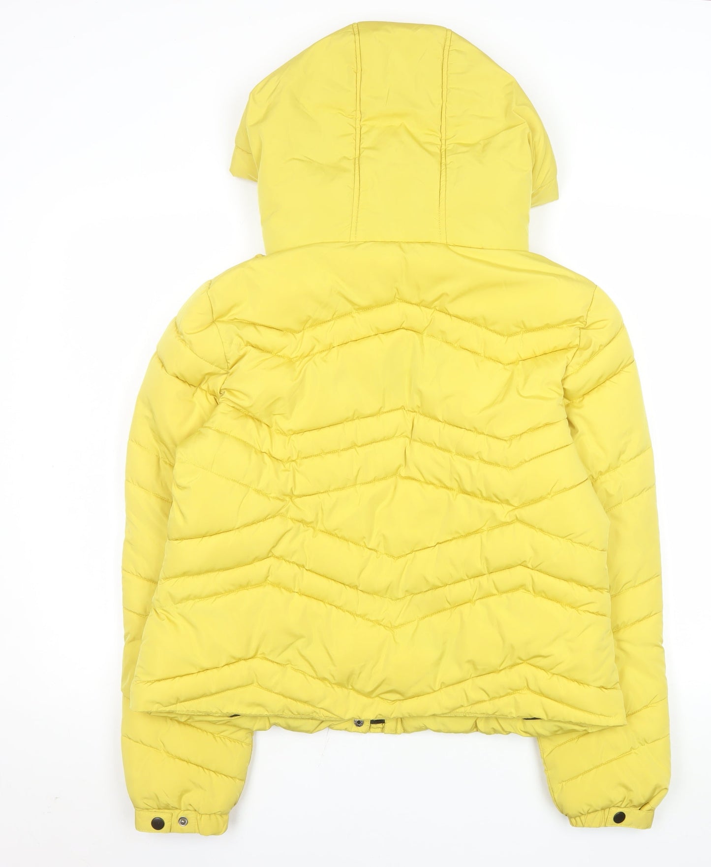 Primark Women's Yellow Puffer Jacket Hooded Size M 12/14