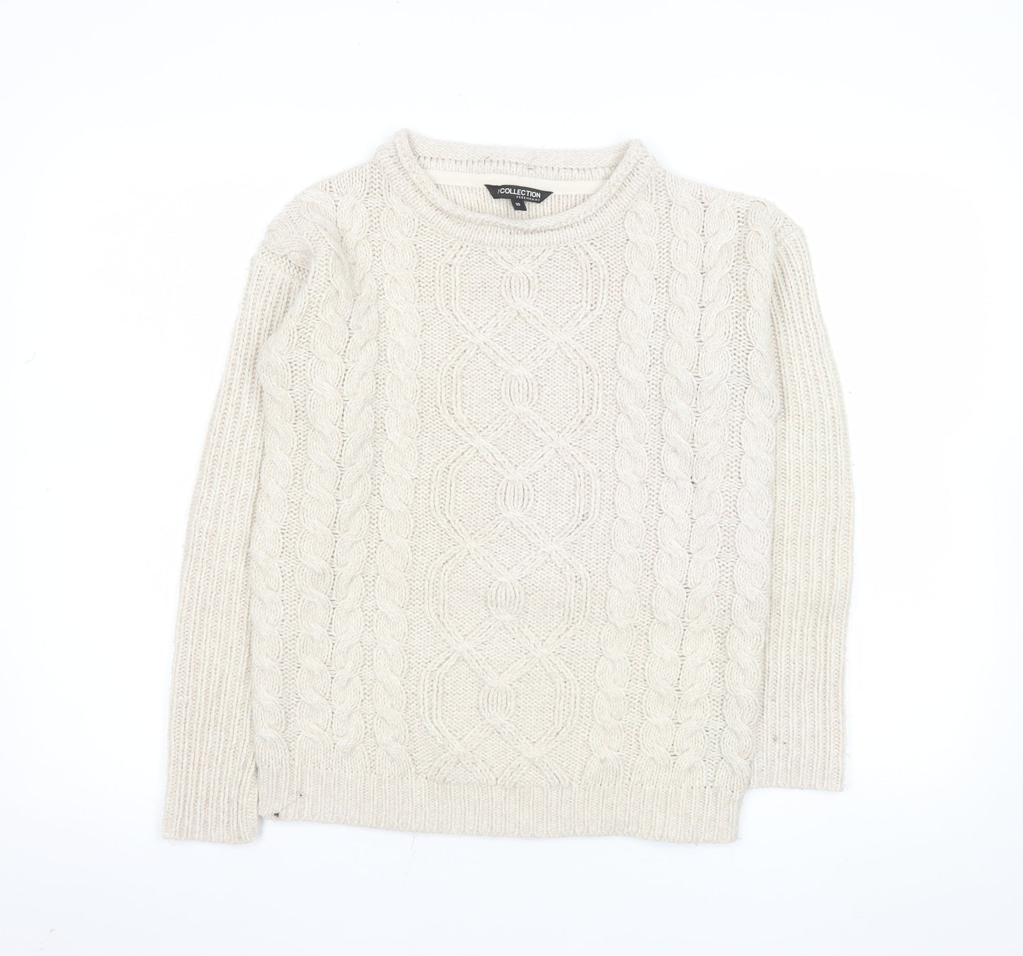 Debenhams Women Ivory Cable Knit Crew Neck Jumper Size 10