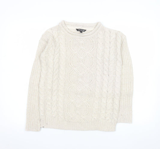 Debenhams Women Ivory Cable Knit Crew Neck Jumper Size 10