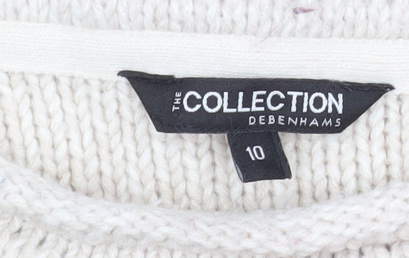 Debenhams Women Ivory Cable Knit Crew Neck Jumper Size 10