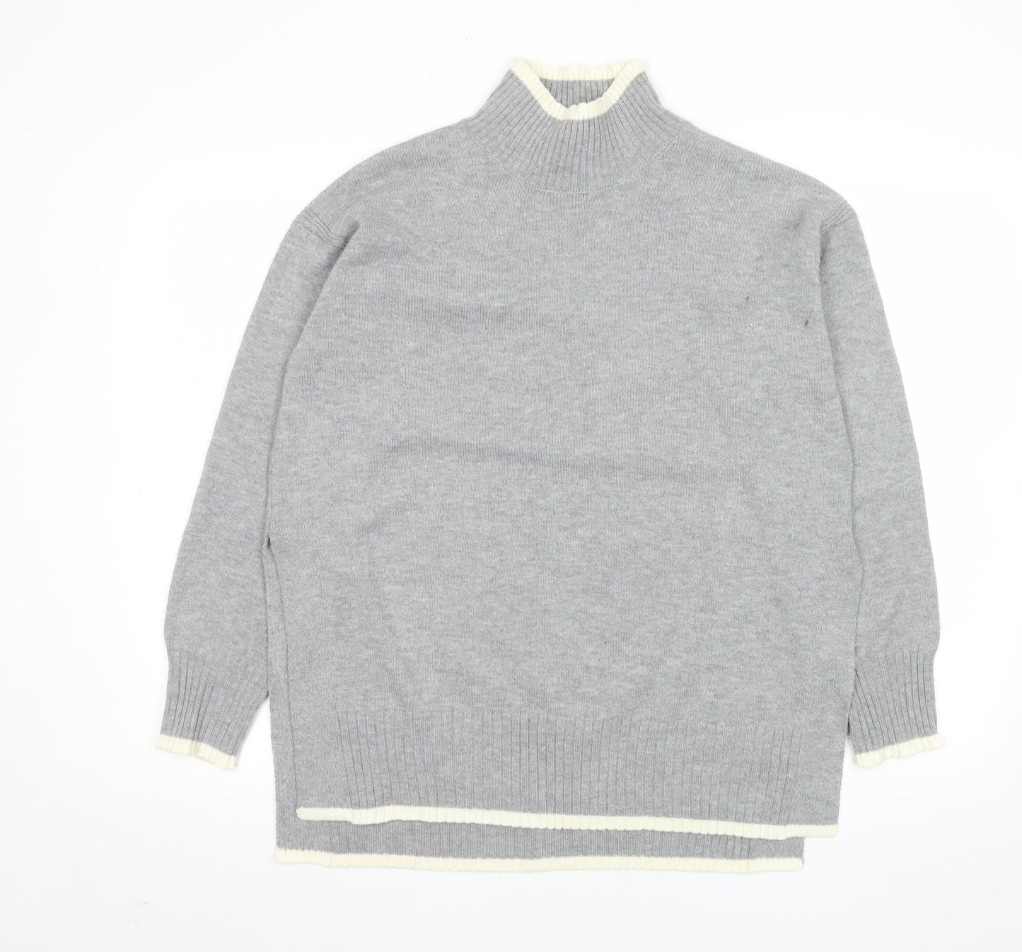 Amara Reya Womens Grey Mock Neck Long Sleeve Knit Jumper Size S
