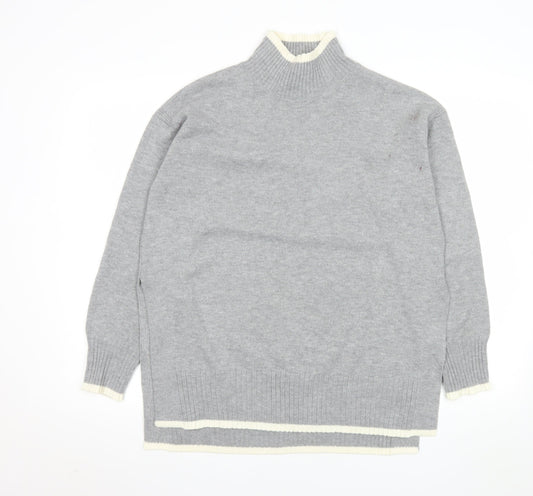 Amara Reya Womens Grey Mock Neck Long Sleeve Knit Jumper Size S