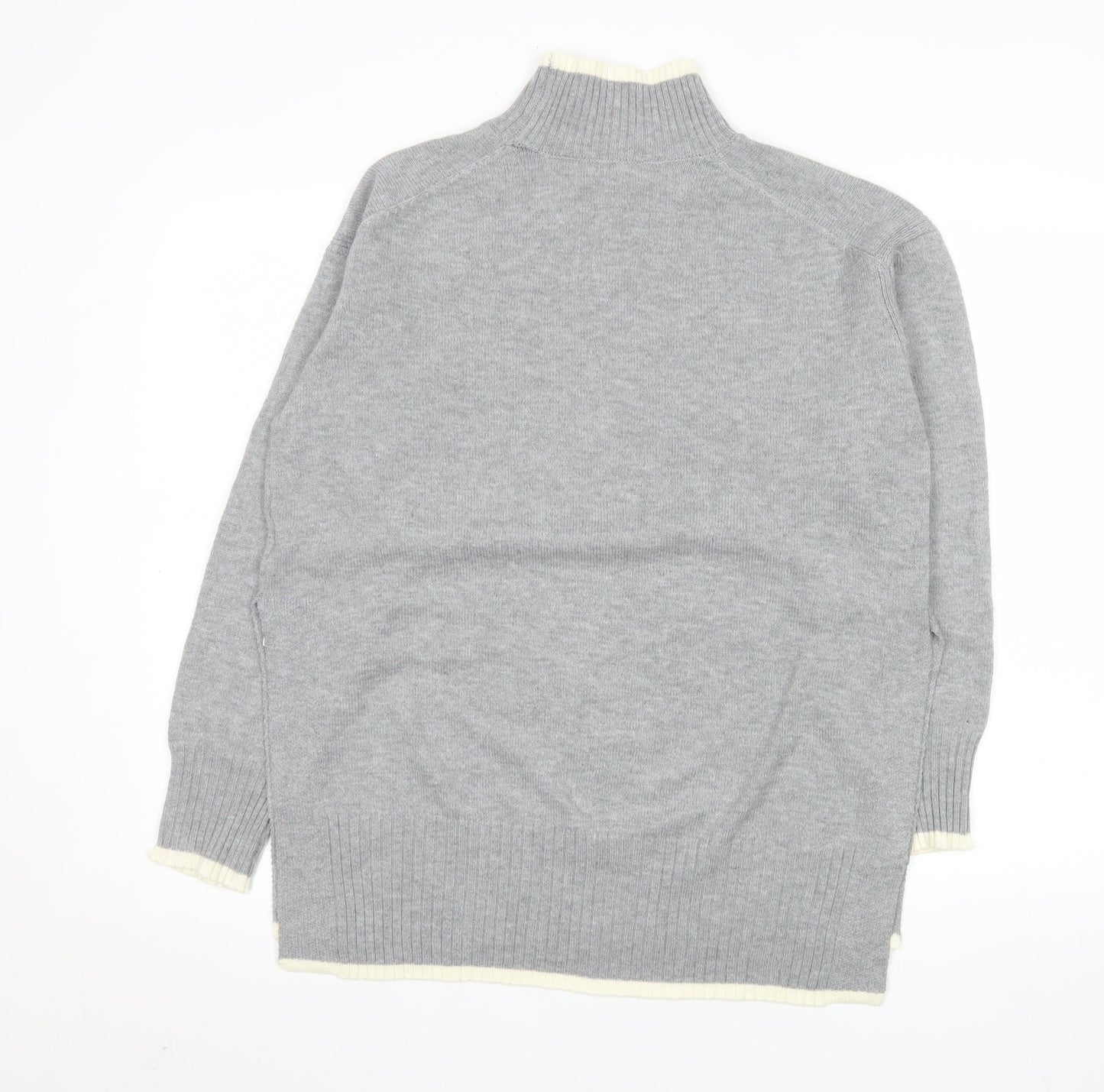 Amara Reya Womens Grey Mock Neck Long Sleeve Knit Jumper Size S