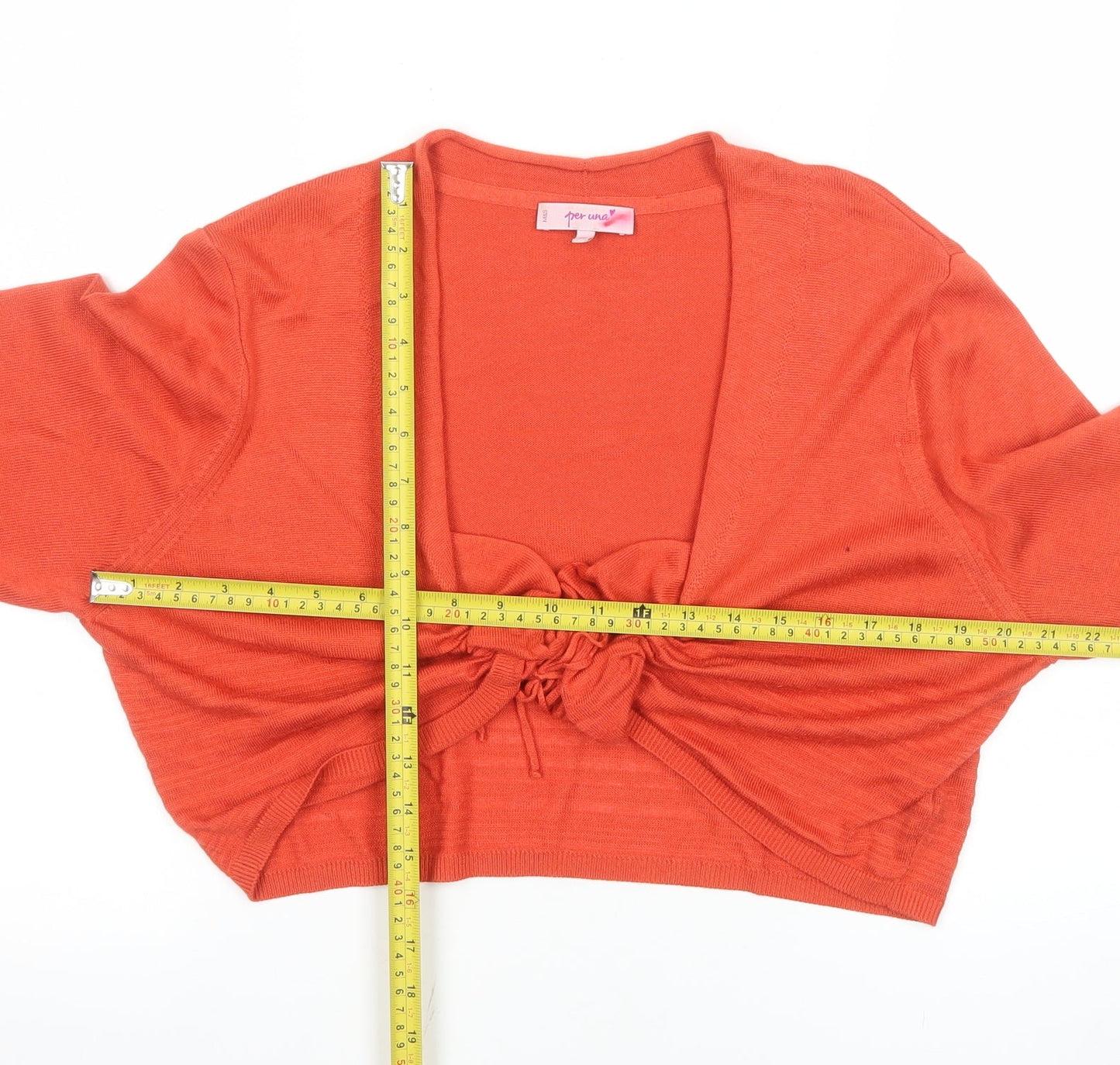 Marks and Spencer Per Una Women Red Cropped Tie Blouse Size 20