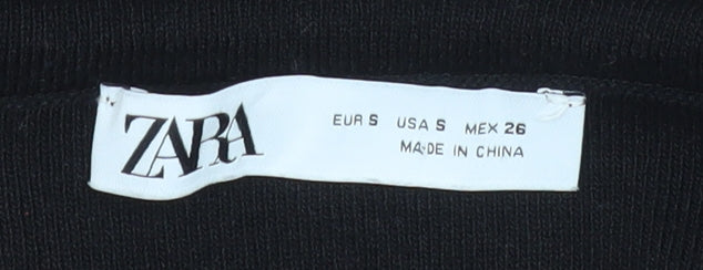 Zara Women Black S Stretch Knit Pencil Skirt High Waist