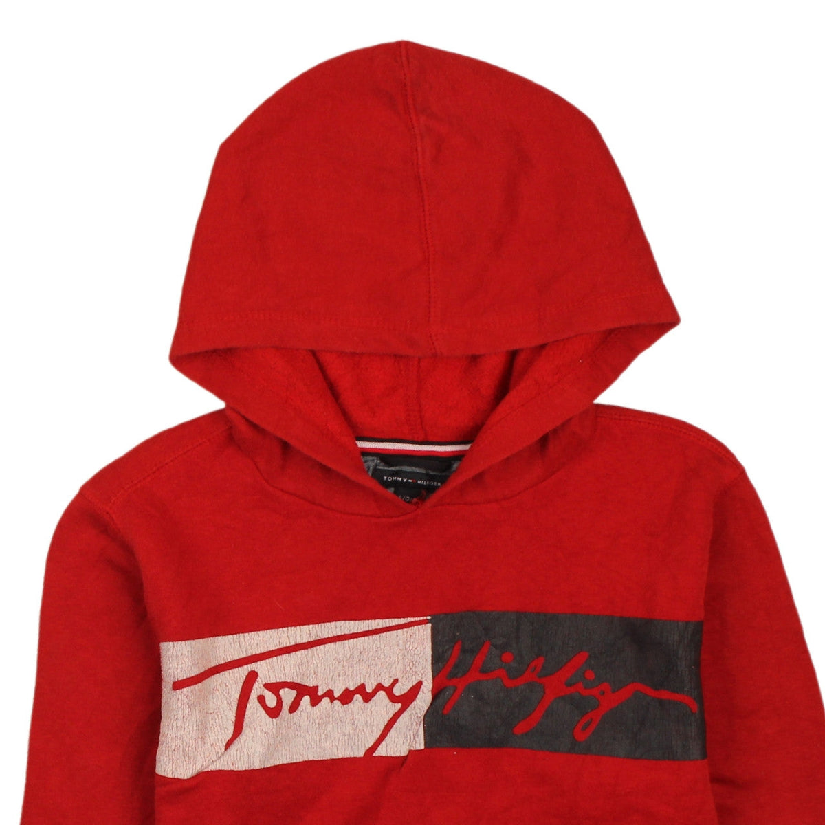 Tommy Hilfiger Boys Red Hoodie 16 Years Pullover Fleece Graphic Logo