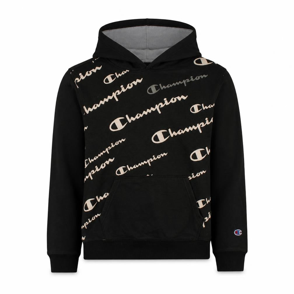 Champion Boys Black XL Pullover Fleece Hoodie with Logo Print