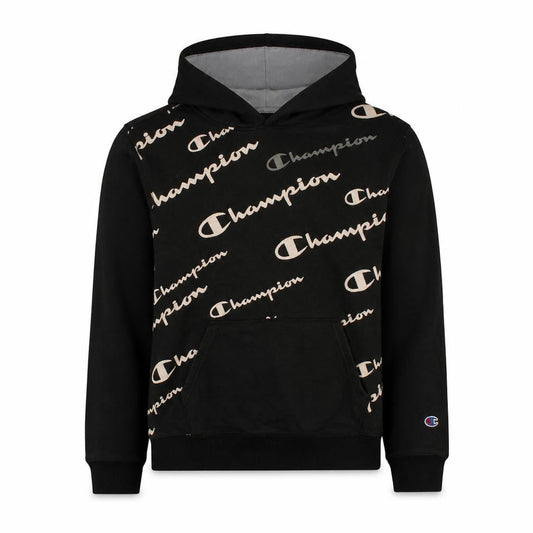 Champion Boys Black XL Pullover Fleece Hoodie with Logo Print
