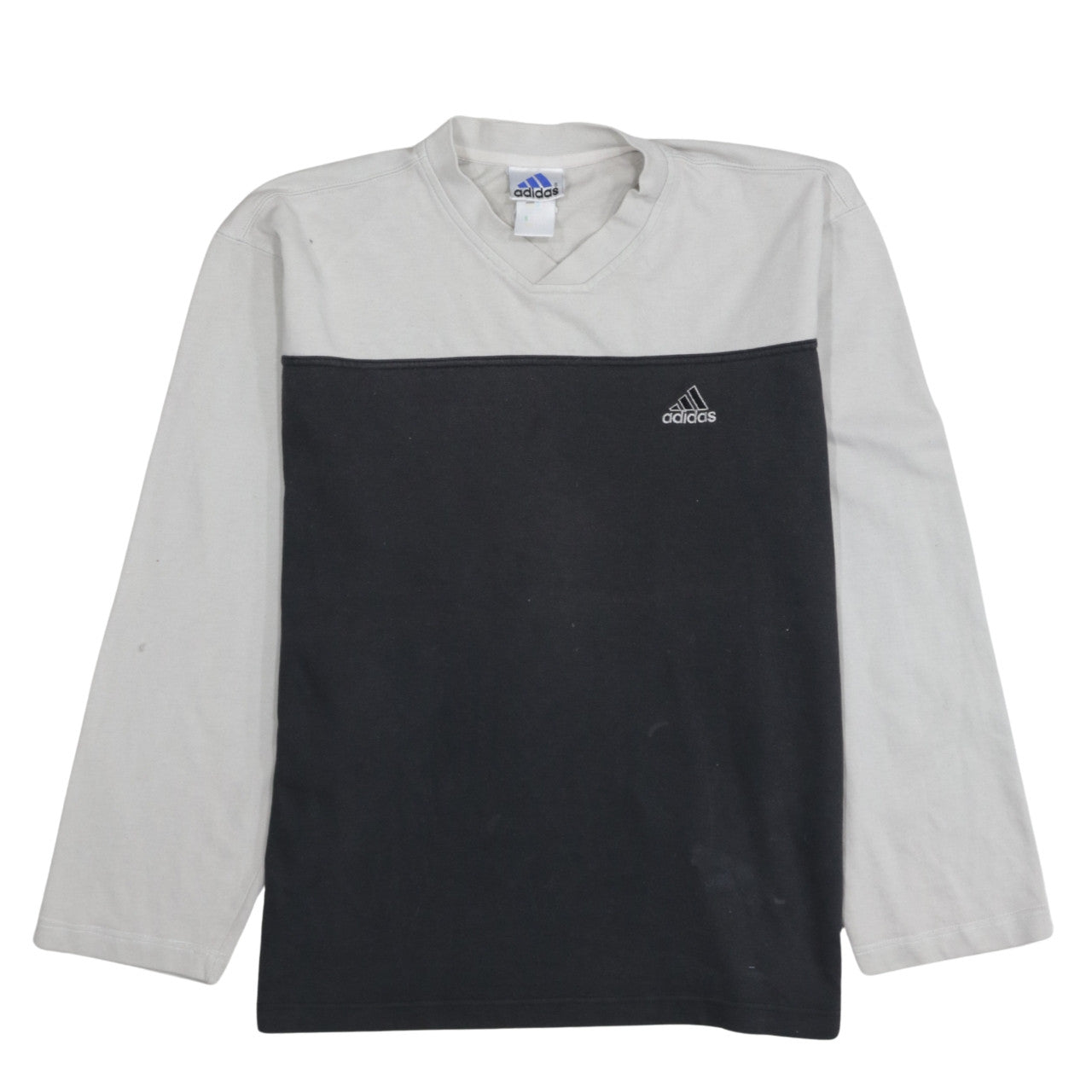 Adidas Mens Grey Black V-Neck Pullover Sweatshirt Size M