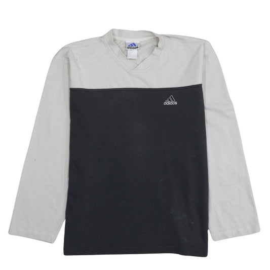 Adidas Mens Grey Black V-Neck Pullover Sweatshirt Size M