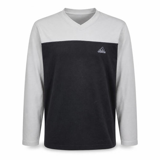 Adidas Mens Grey Black V-Neck Pullover Sweatshirt Size M