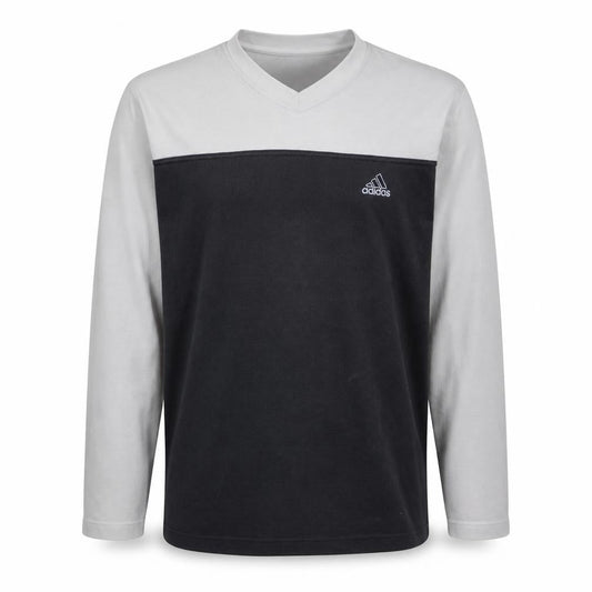 Adidas Mens Grey Black V-Neck Pullover Sweatshirt Size M