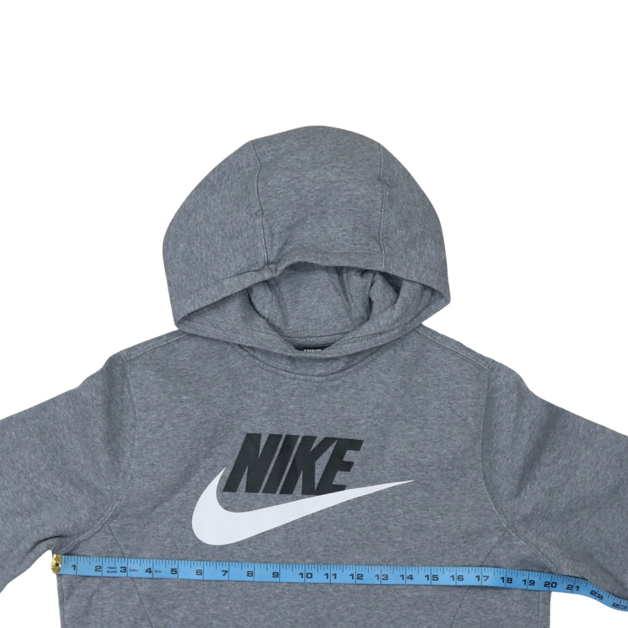 Nike Boys Grey XL Pullover Hoodie with Logo Print Fleece Sweatshirt