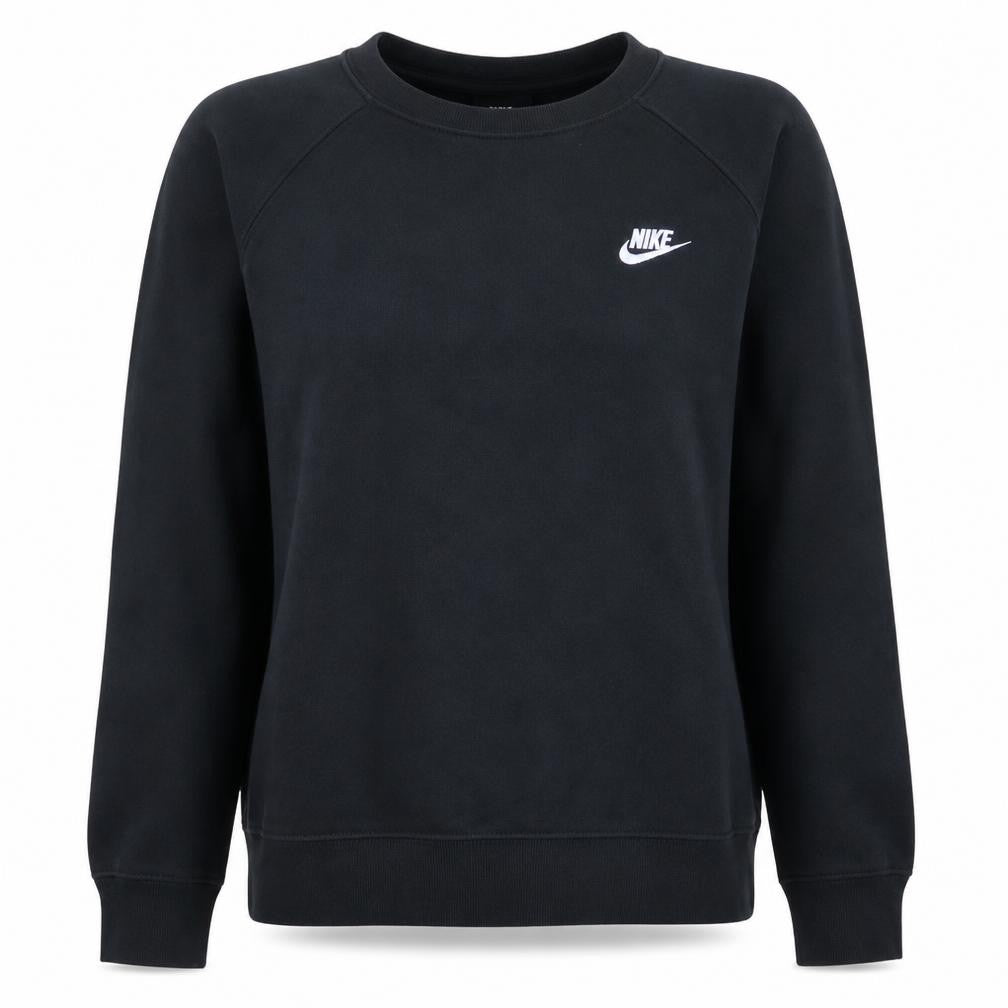 Nike Women Black L Pullover Crew Neck Sweatshirt Cotton Blend