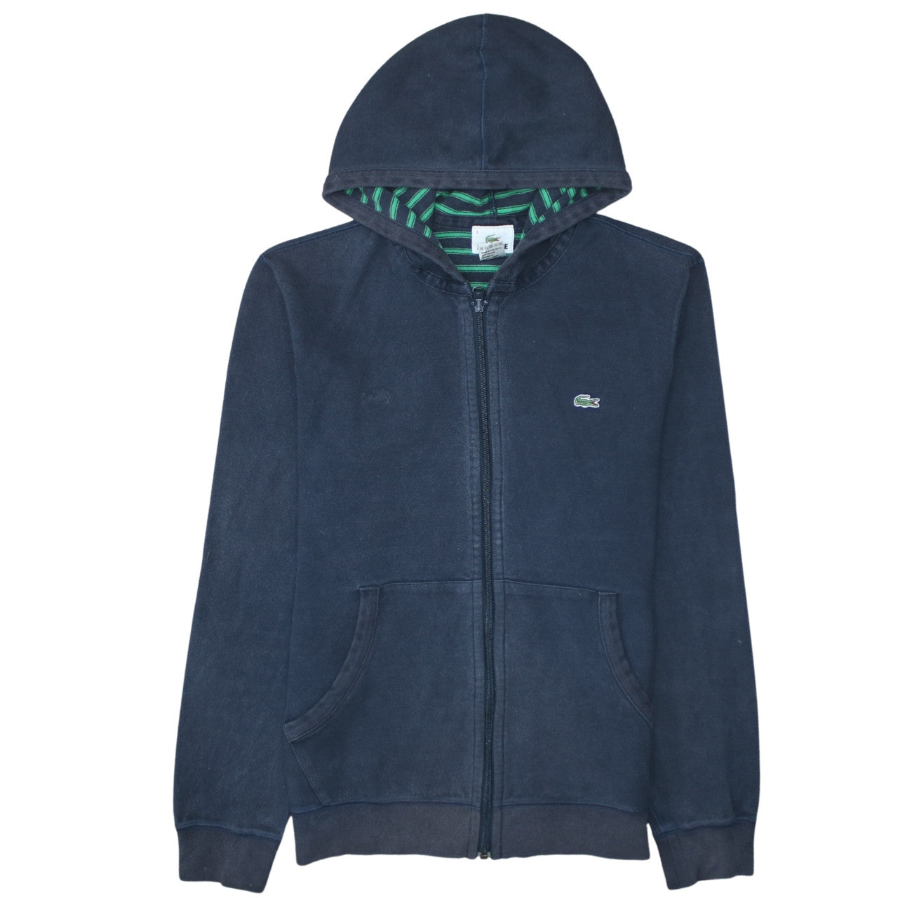 Lacoste Men’s Blue Full Zip Hoodie Size S Logo Embroidered Cotton