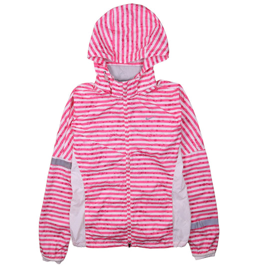 Nike Womens Pink Striped Hooded Lightweight Windbreaker Jacket M