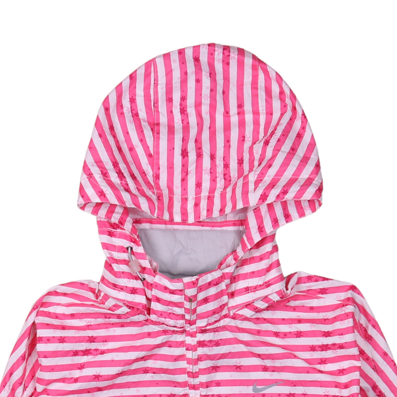 Nike Womens Pink Striped Hooded Lightweight Windbreaker Jacket M