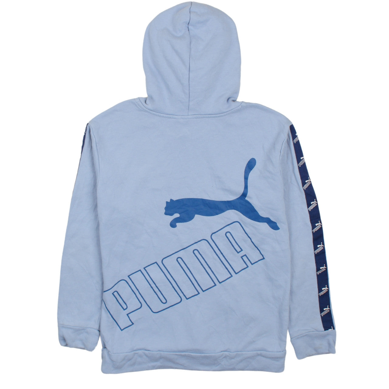 Puma Teens Blue Pullover Hoodie with Logo Tape Detail Size L 14-16