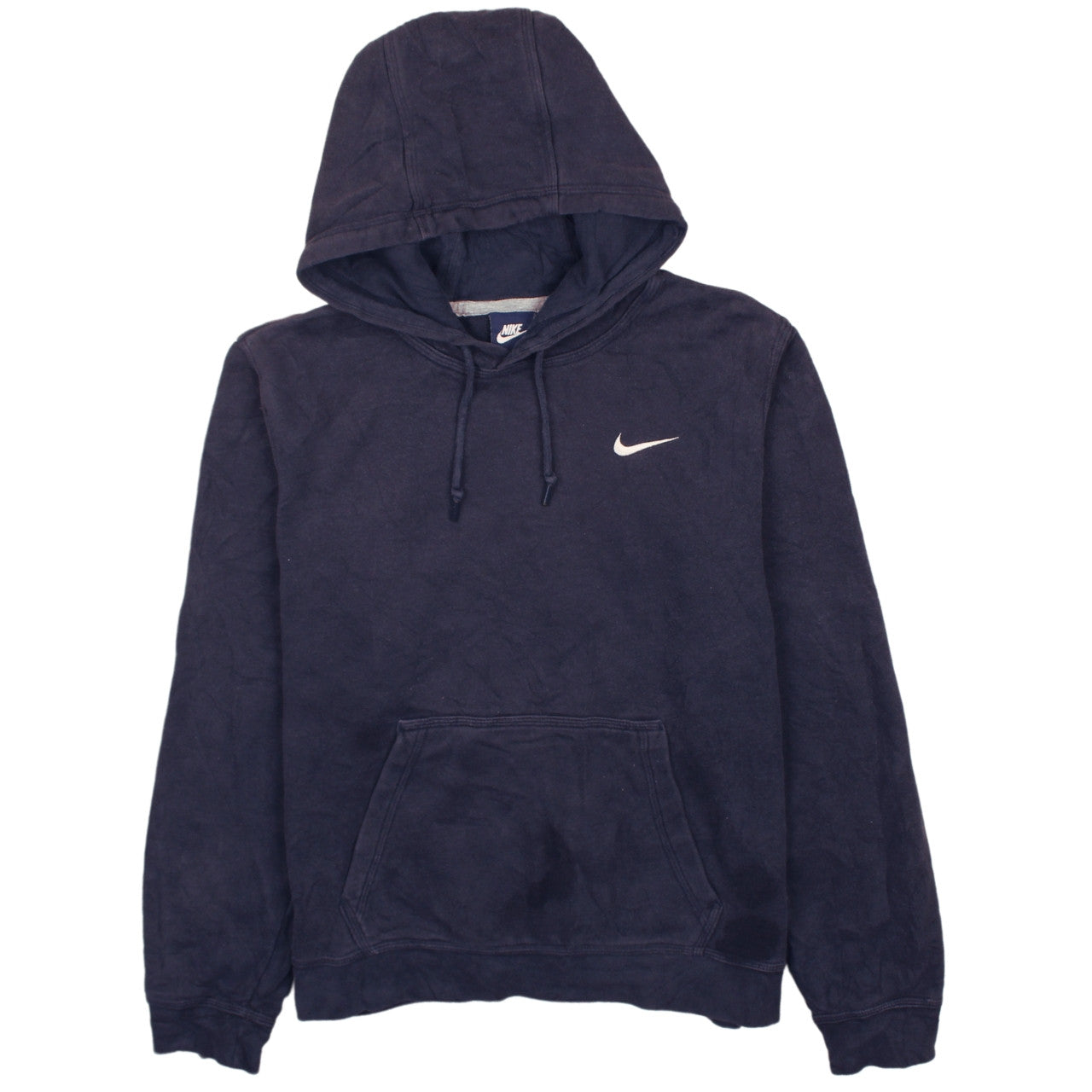 Nike Men's Blue Small Pullover Hoodie with Logo and Drawstring