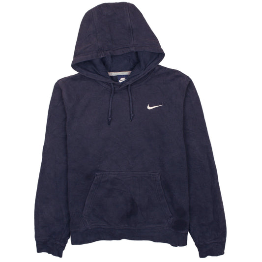 Nike Men's Blue Small Pullover Hoodie with Logo and Drawstring