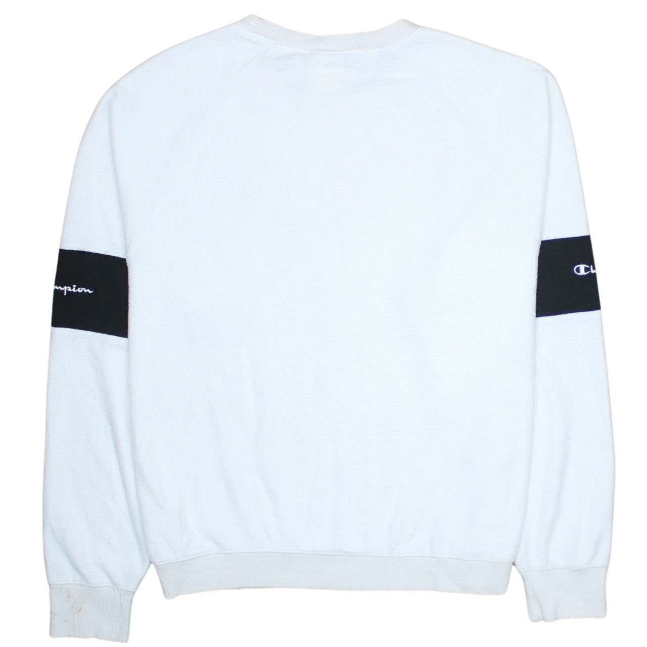 Champion Women's White Crew Neck Sweatshirt Large Logo Sleeve Detail