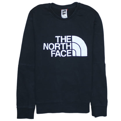Additional front view of The North Face boys’ black m crew neck pullover sweatshirt cotton logo