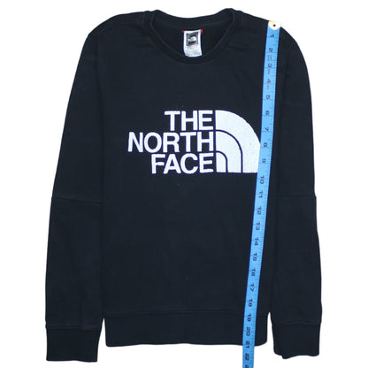 Back view of The North Face boys’ black m crew neck pullover sweatshirt cotton logo