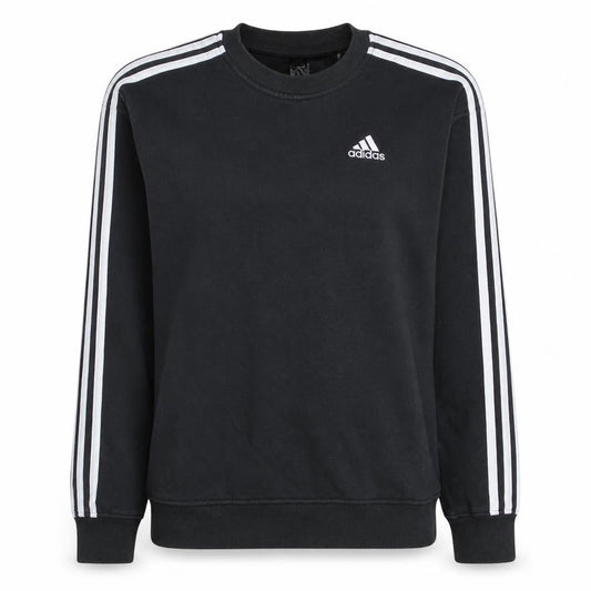 Adidas Women Black XS Pullover Sweatshirt Crew Neck 3-Stripe Detail