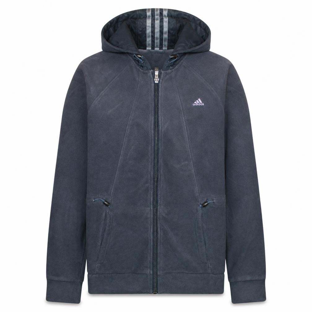 Adidas Women Navy Blue Full Zip Hooded Fleece Jacket Size 12