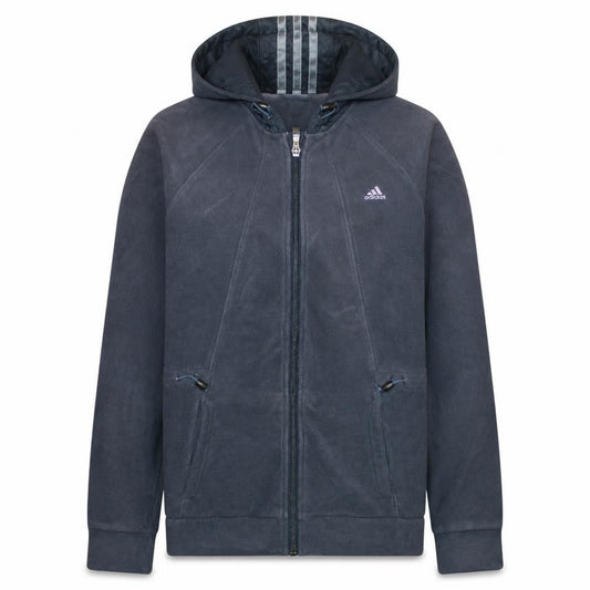 Adidas Women Navy Blue Full Zip Hooded Fleece Jacket Size 12