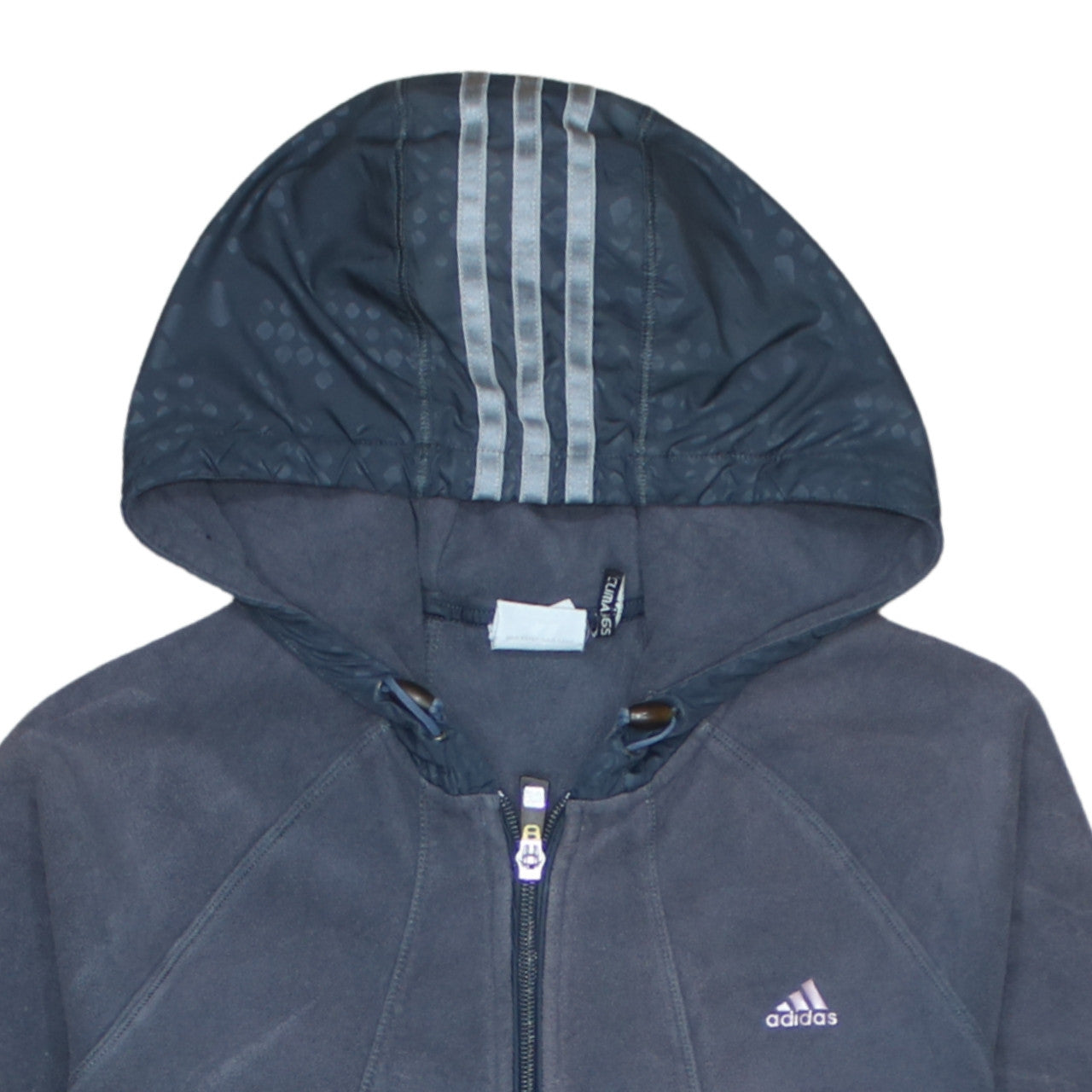 Adidas Women Navy Blue Full Zip Hooded Fleece Jacket Size 12