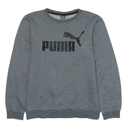Additional front view of Puma boys’ grey crew neck pullover sweatshirt 15-16 years logo print