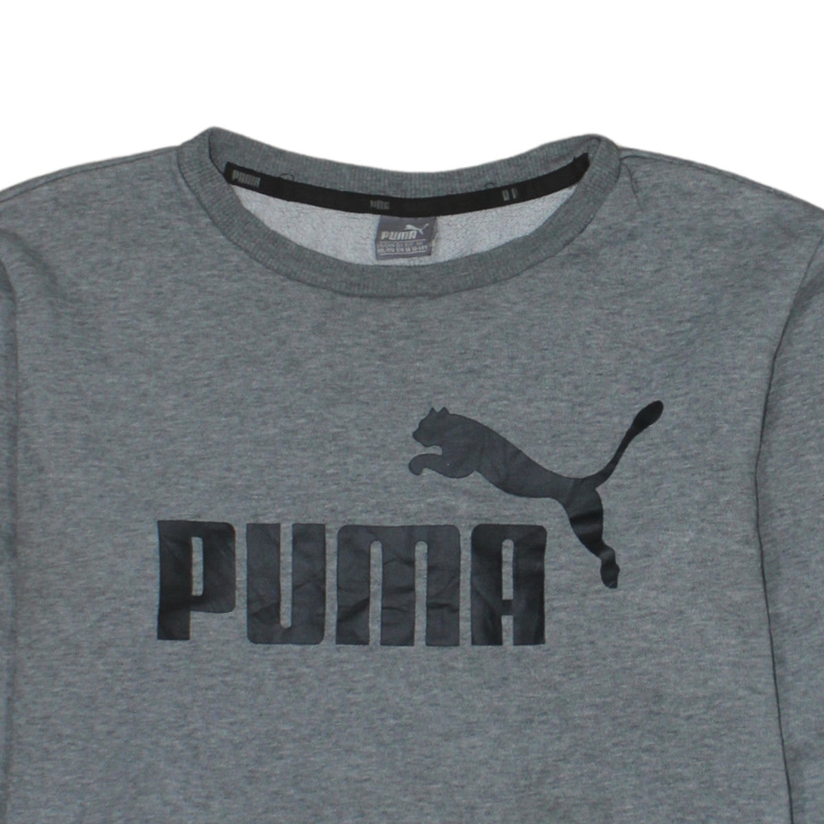 Puma Boys Grey Crew Neck Pullover Sweatshirt 15-16 Years Logo Print