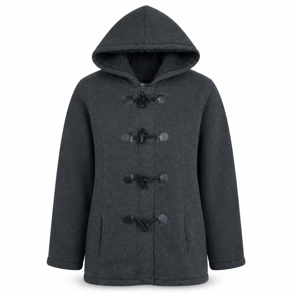Lee Cooper Womens Charcoal Hooded Buckle Cape Coat Size 16