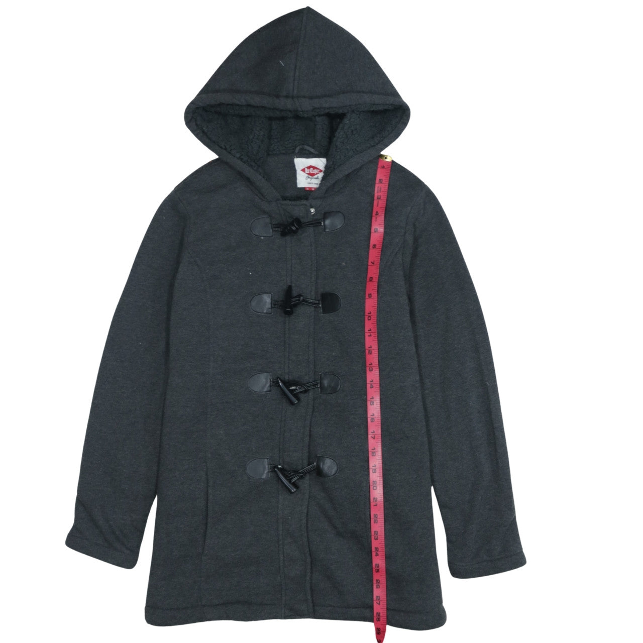Lee Cooper Womens Charcoal Hooded Buckle Cape Coat Size 16