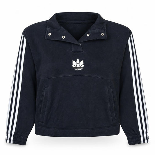 Adidas Womens Black XS Pullover Sweatshirt with Logo and Stripes