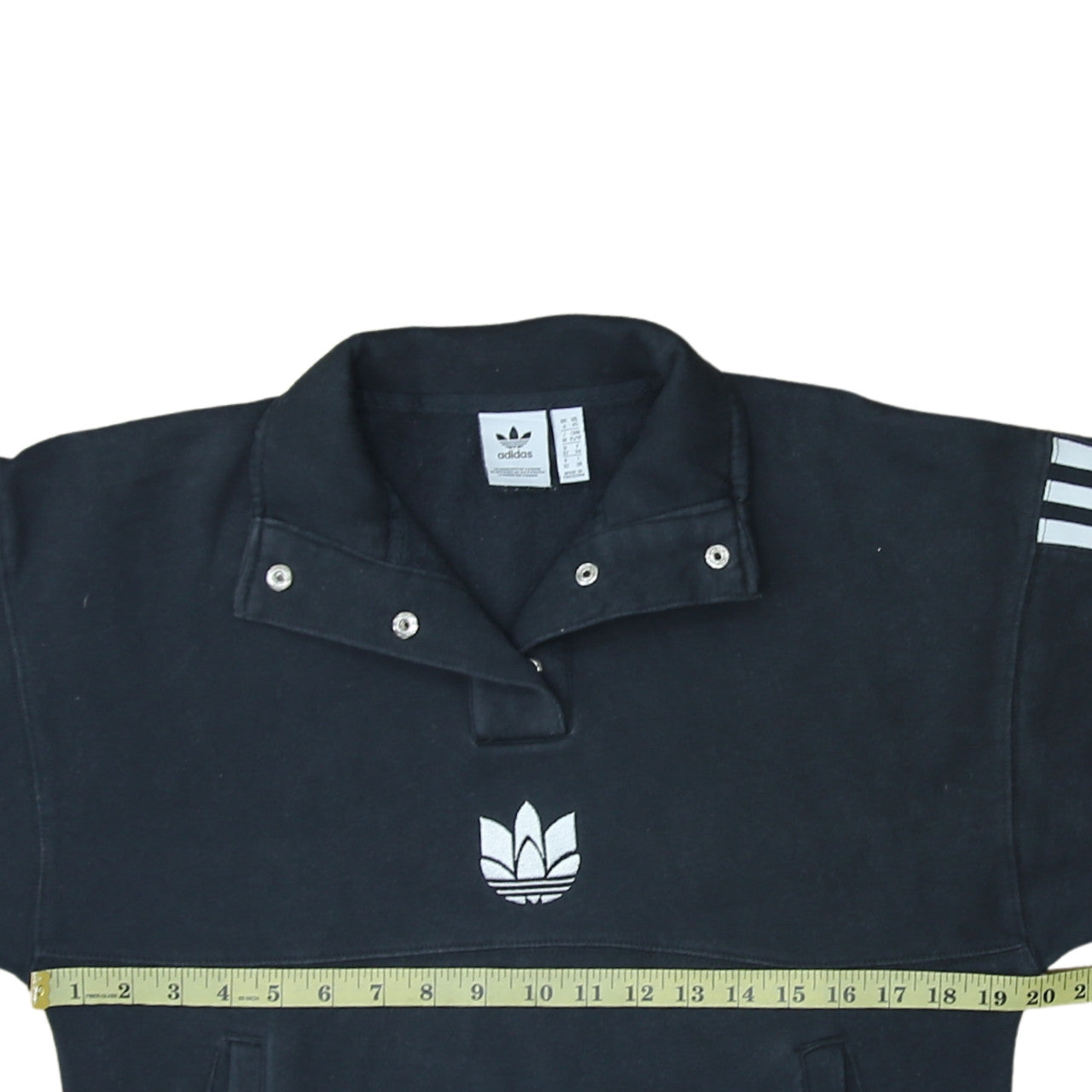 Adidas Womens Black XS Pullover Sweatshirt with Logo and Stripes