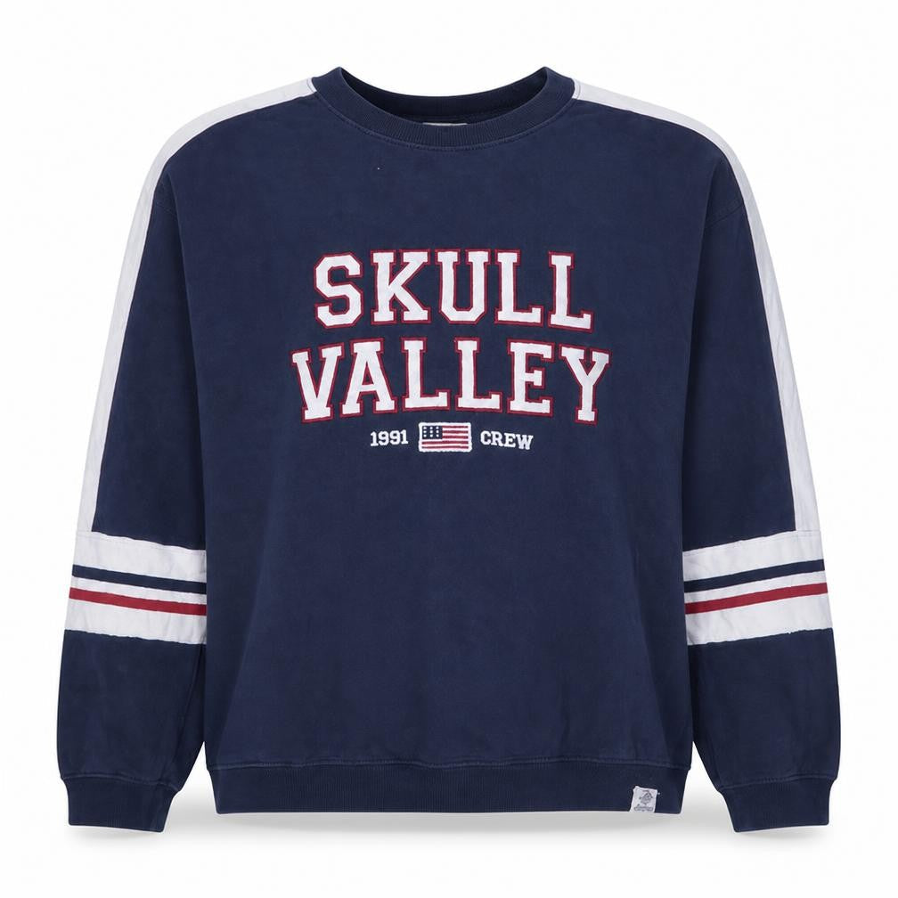 Pull&Bear Women's Navy Skull Valley Crew Neck Sweatshirt Size S