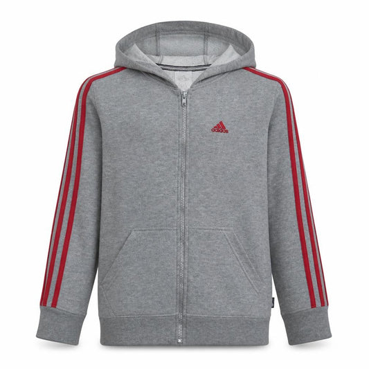 Adidas Boys Grey Full Zip Hoodie Size 10 Years Classic Sportswear