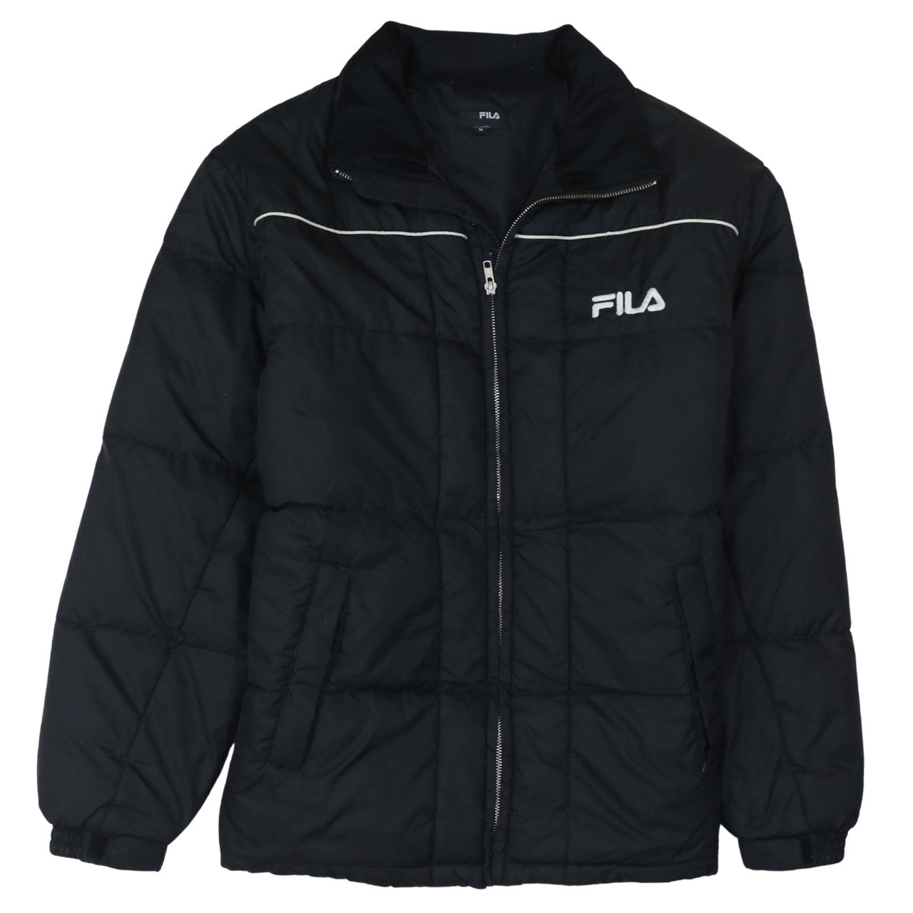 Fila Men's Black Puffer Jacket Size M Warm Quilted Winter Coat