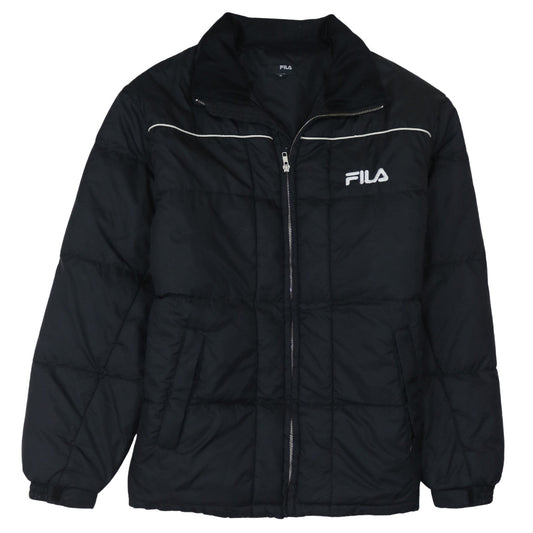 Fila Men's Black Puffer Jacket Size M Warm Quilted Winter Coat