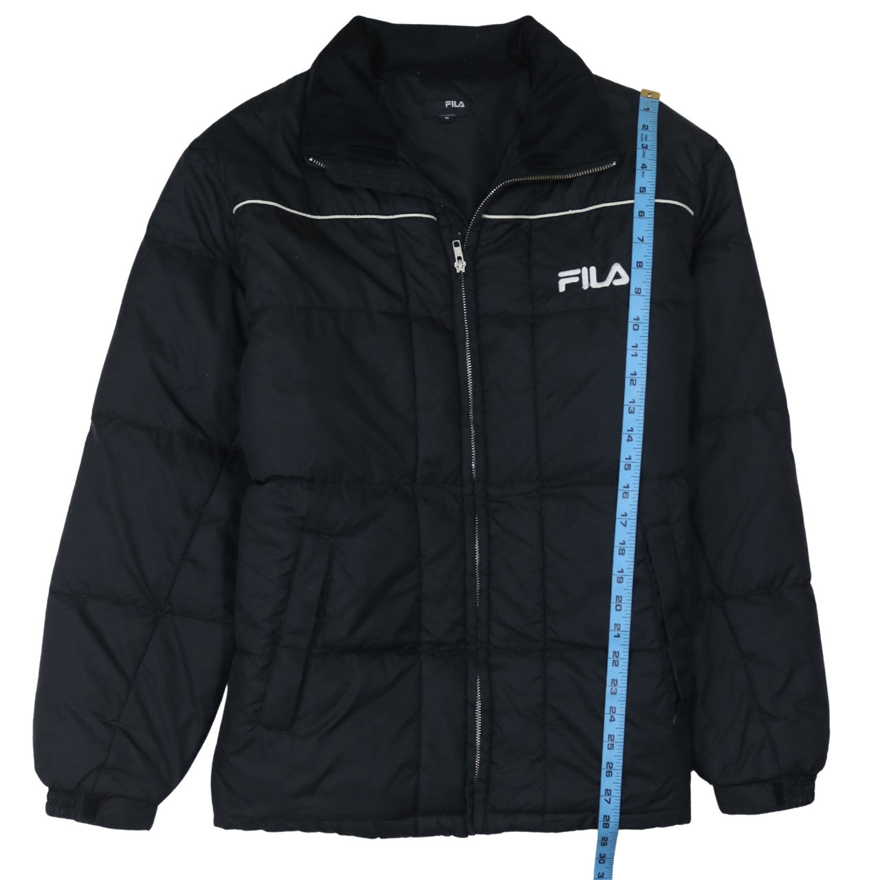Fila Men's Black Puffer Jacket Size M Warm Quilted Winter Coat