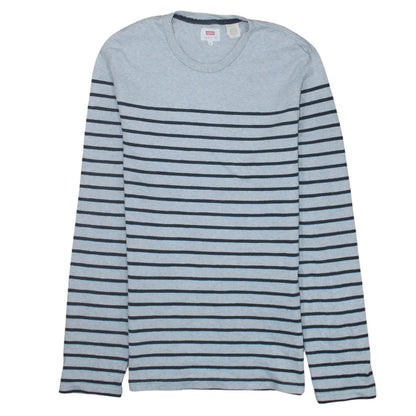Levi's Men's Grey Striped Long Sleeve Cotton Pullover Sweatshirt Size S