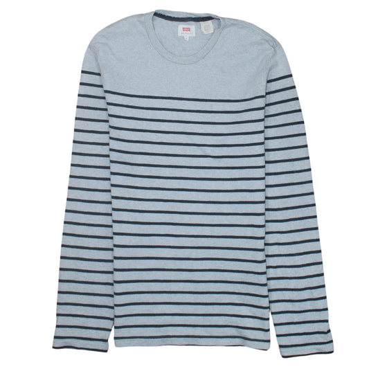 Levi's Men's Grey Striped Long Sleeve Cotton Pullover Sweatshirt Size S