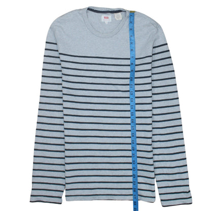 Levi's Men's Grey Striped Long Sleeve Cotton Pullover Sweatshirt Size S