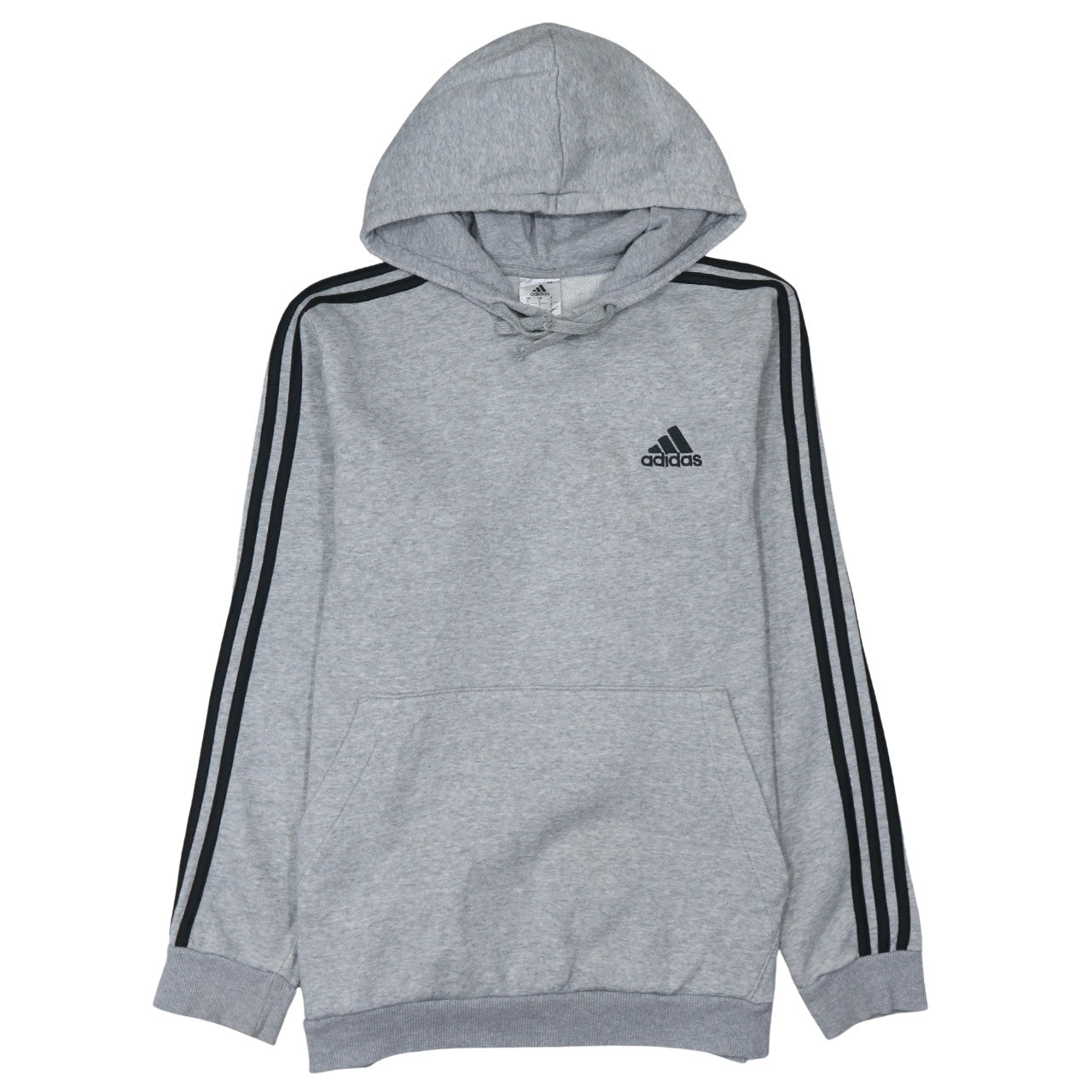 Adidas Men's Grey Pullover Hoodie L Sports Fleece Sweatshirt