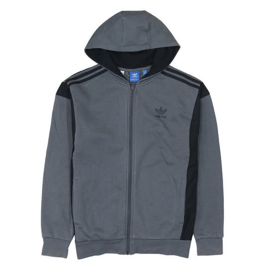 Adidas Boys Grey Full Zip Hoodie Sweatshirt Size 164 Classic Fit