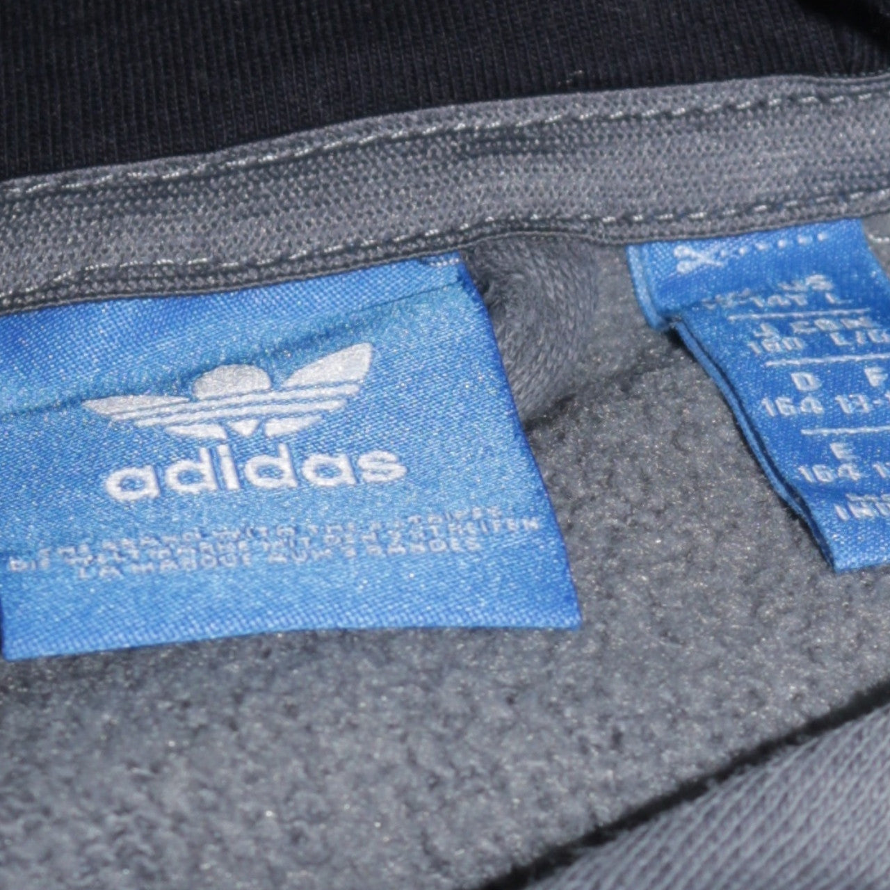 Adidas Boys Grey Full Zip Hoodie Sweatshirt Size 164 Classic Fit